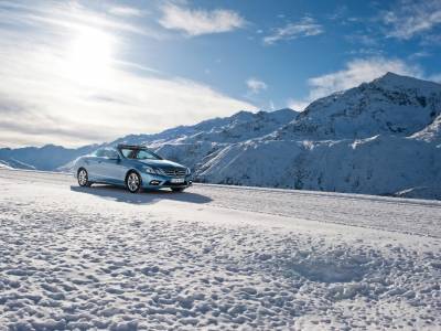 E class cabriolet snow front and side